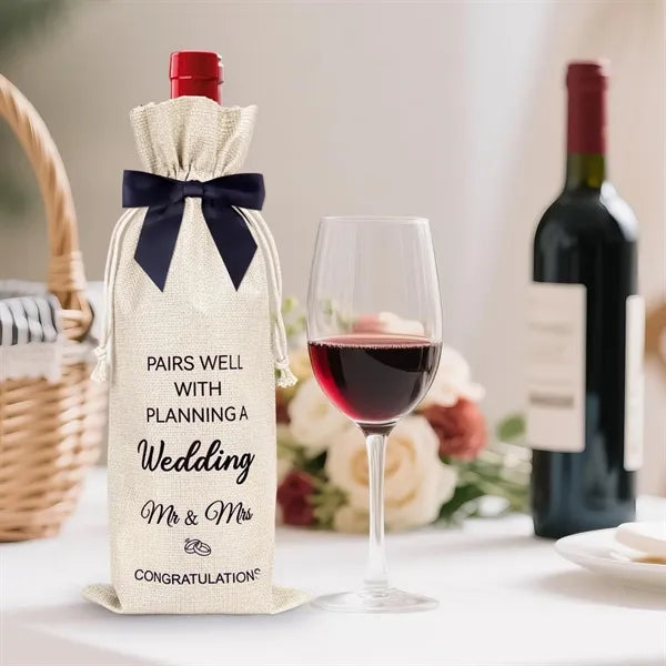 Engagement Wedding Champagne Gift Linen Wine Bags