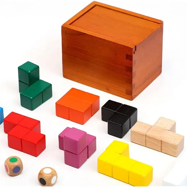 3.94 x 2.76 x 2.95 Wooden Colorful Building Blocks Puzzle