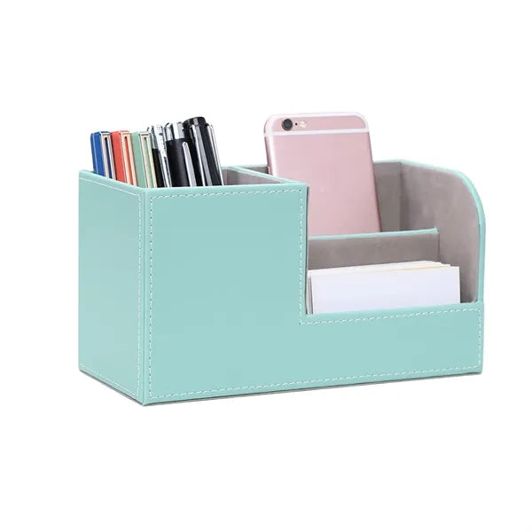 PU Leather Desk Organizer with 3 Compartments