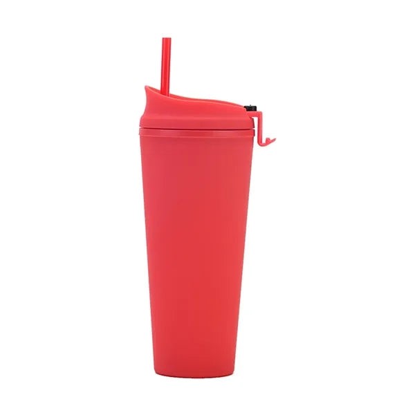 24oz Double-layer Plastic Straw Cup