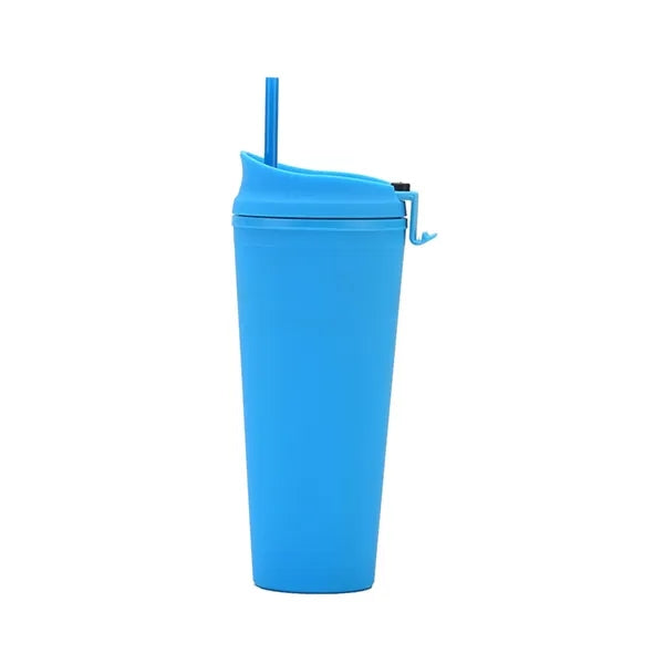24oz Double-layer Plastic Straw Cup
