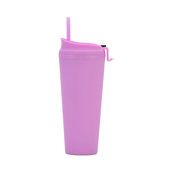24oz Double-layer Plastic Straw Cup