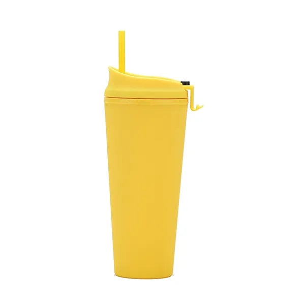 24oz Double-layer Plastic Straw Cup