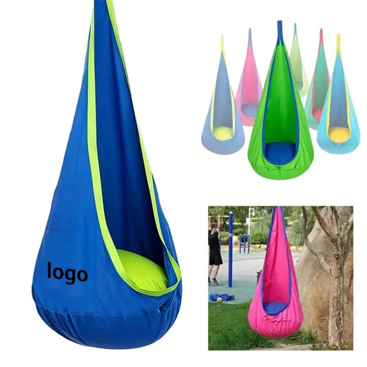 Kids Hanging Nylon Swing Pod Chair with Cushion