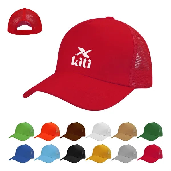 5 Panel Cotton Trucker Hat Mesh Back Baseball Cap