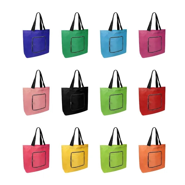 Large Foldable Shopping Tote Bag W/ Zipper Closure