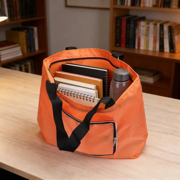 Large Foldable Shopping Tote Bag W/ Zipper Closure