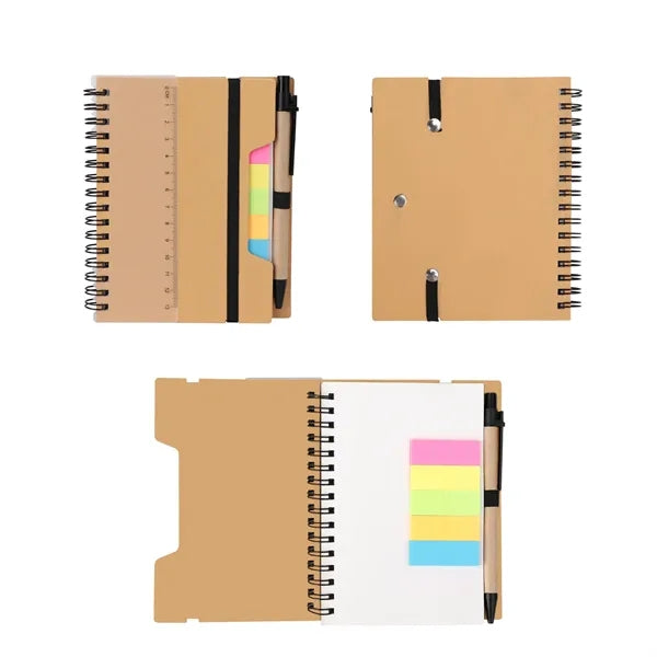 Pocket Memo Spiral Notebook W/ Sticky Notes&Pen