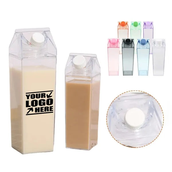Clear Square Leakproof Sports Milk Carton Water Bottle