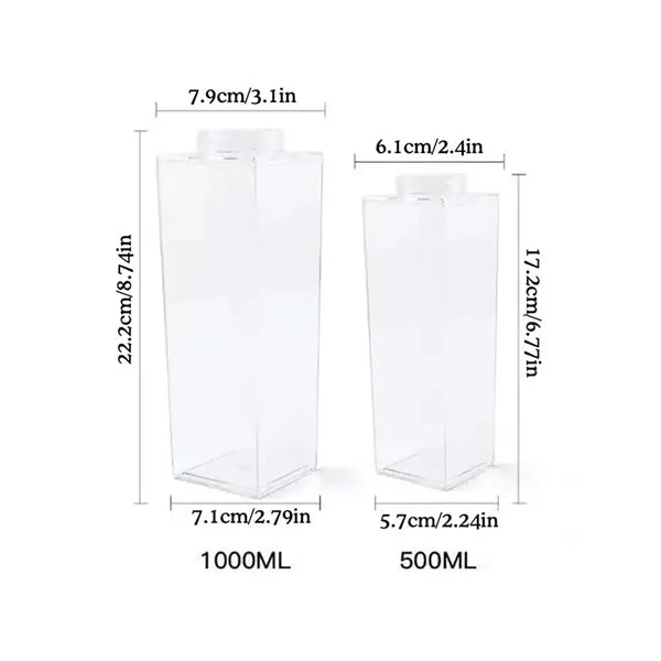 Clear Square Leakproof Sports Milk Carton Water Bottle