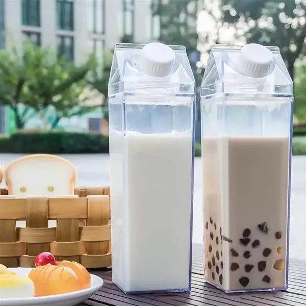 Clear Square Leakproof Sports Milk Carton Water Bottle