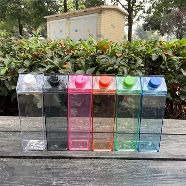 Clear Square Leakproof Sports Milk Carton Water Bottle