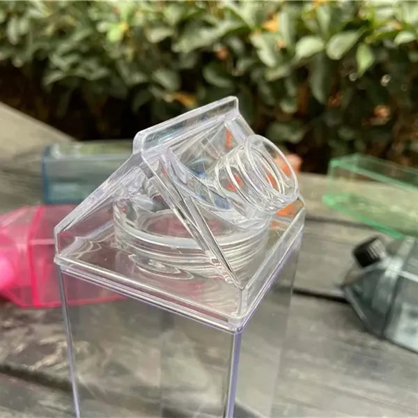Clear Square Leakproof Sports Milk Carton Water Bottle