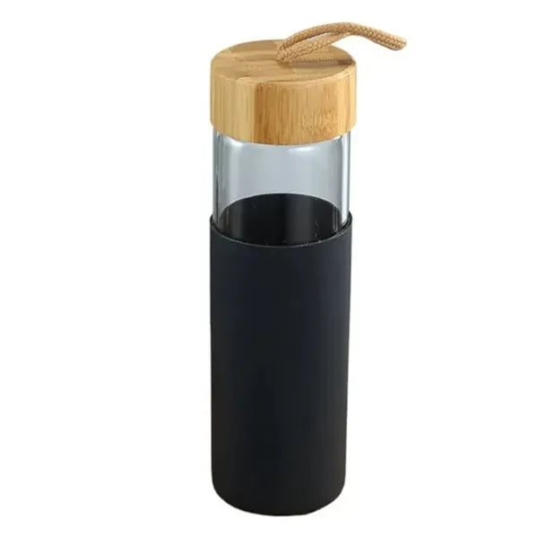 16oz Glass Bottle With Bamboo Lid And Silicone Sleeve
