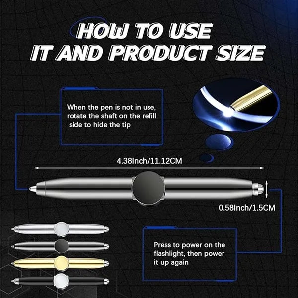 Metal LED Fidget Spinner Pen Pocket Size Stress Relief