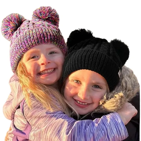 Children's Double Pom-Pom Knitted Warm Hat