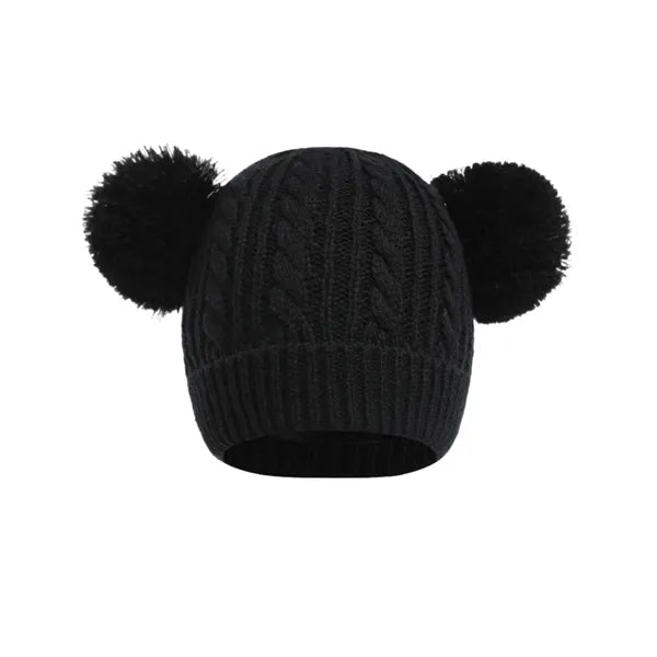 Children's Double Pom-Pom Knitted Warm Hat