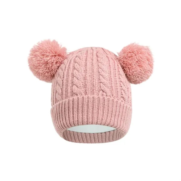 Children's Double Pom-Pom Knitted Warm Hat