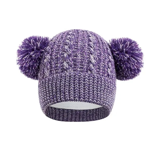 Children's Double Pom-Pom Knitted Warm Hat