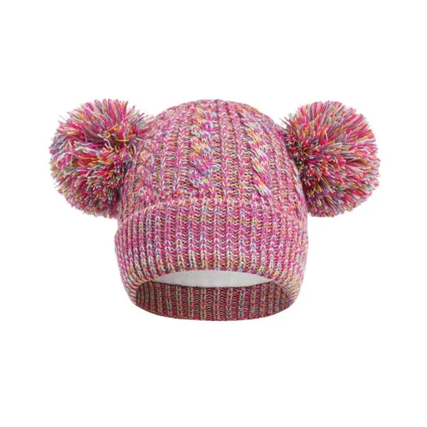 Children's Double Pom-Pom Knitted Warm Hat