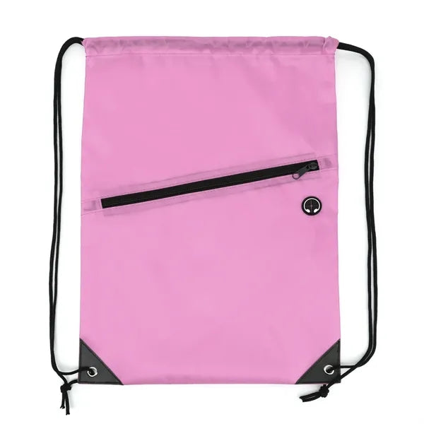 Drawstring Backpack with Front Zip Pocket