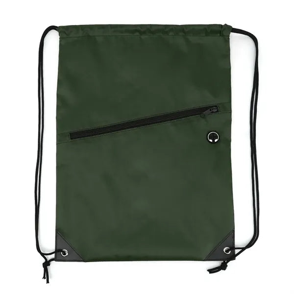 Drawstring Backpack with Front Zip Pocket