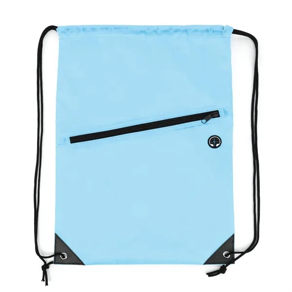 Drawstring Backpack with Front Zip Pocket