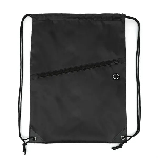 Drawstring Backpack with Front Zip Pocket