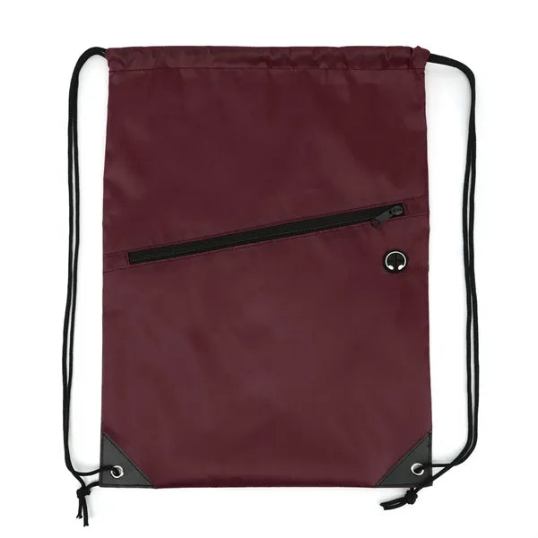 Drawstring Backpack with Front Zip Pocket