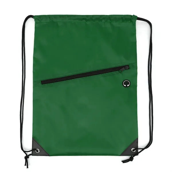 Drawstring Backpack with Front Zip Pocket