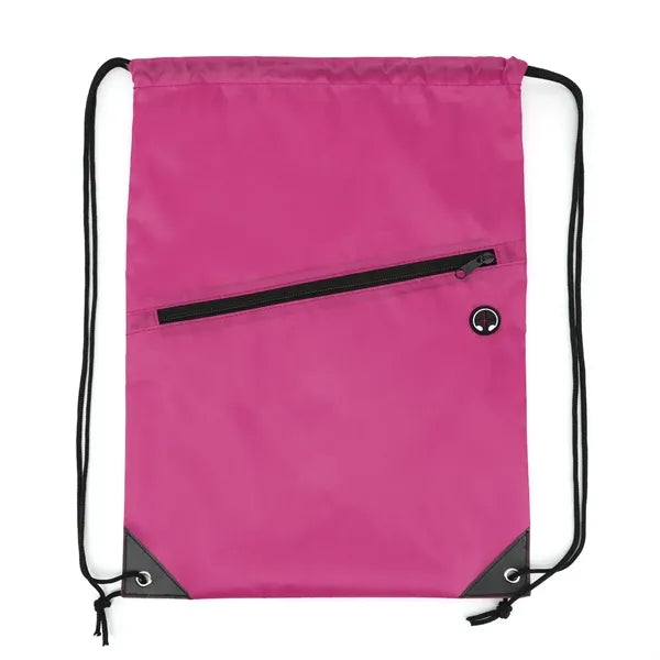 Drawstring Backpack with Front Zip Pocket