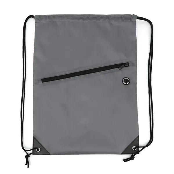 Drawstring Backpack with Front Zip Pocket