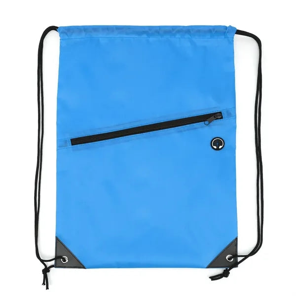 Drawstring Backpack with Front Zip Pocket