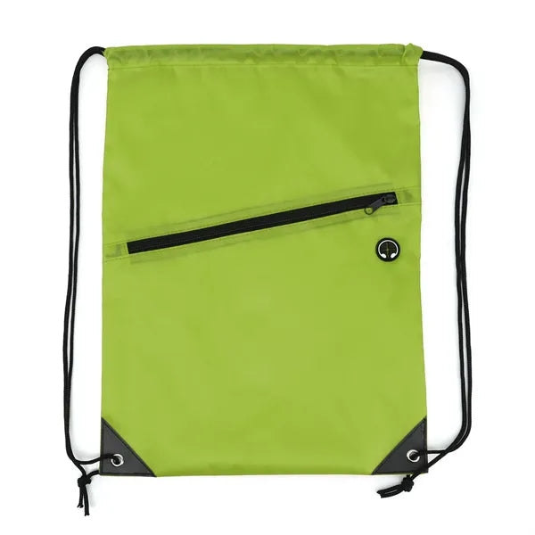 Drawstring Backpack with Front Zip Pocket