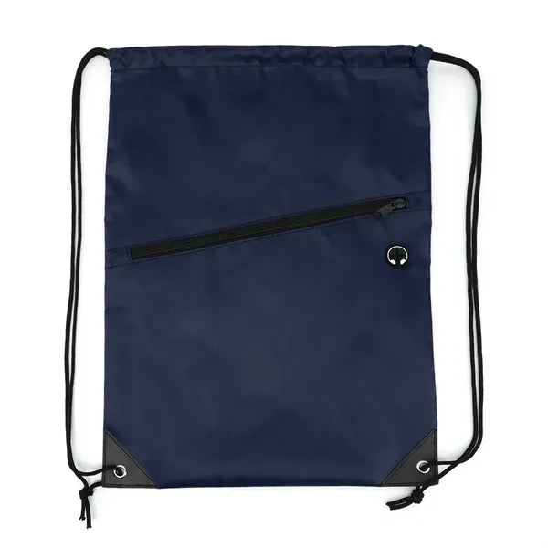 Drawstring Backpack with Front Zip Pocket