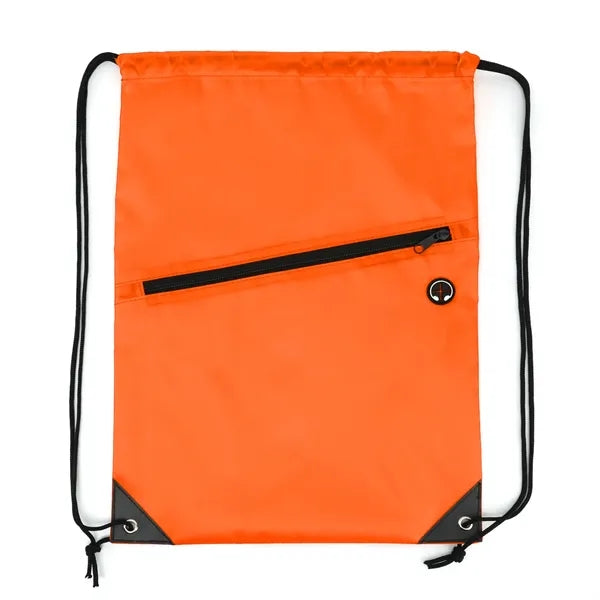 Drawstring Backpack with Front Zip Pocket