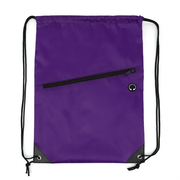 Drawstring Backpack with Front Zip Pocket