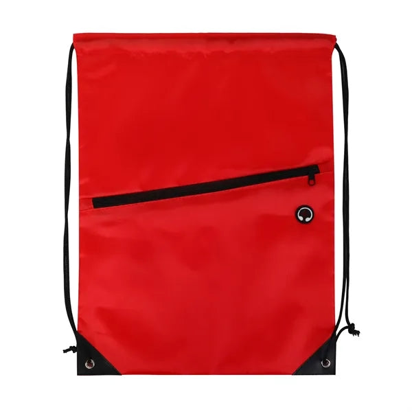 Drawstring Backpack with Front Zip Pocket