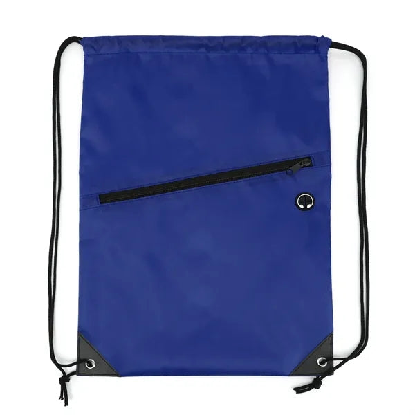 Drawstring Backpack with Front Zip Pocket