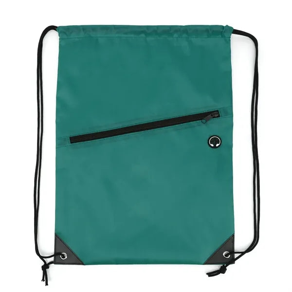 Drawstring Backpack with Front Zip Pocket