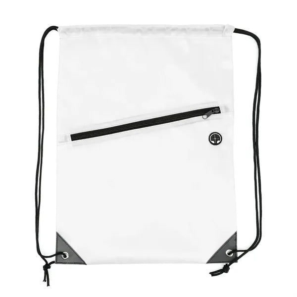 Drawstring Backpack with Front Zip Pocket