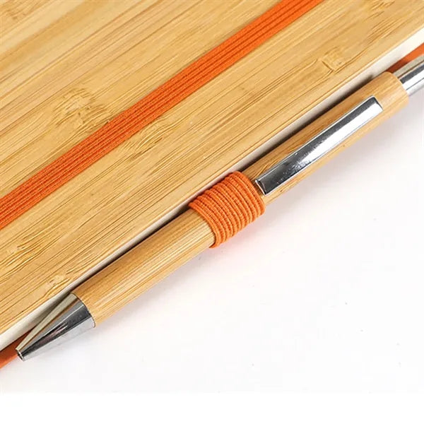 Eco Friendly A5 Bamboo Wood Notebook with Pen Holder
