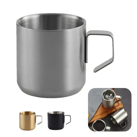 Stainless Steel Camping Mug Double Wall Brushed Metal Cup