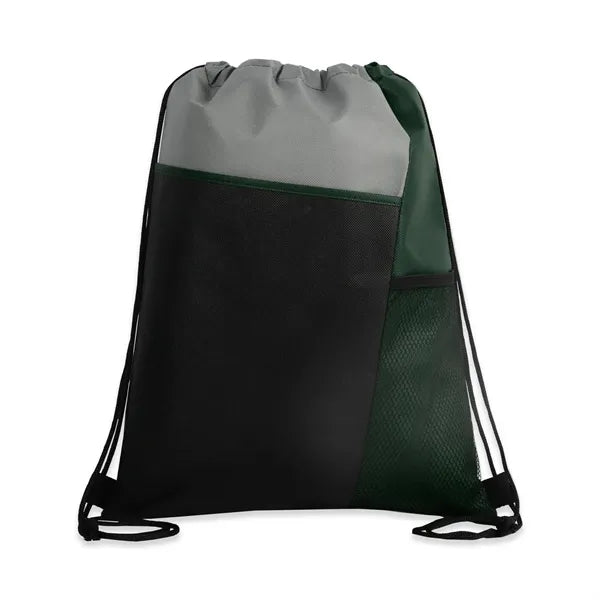 Tri-Color Mesh-Pocket Cinch Backpack