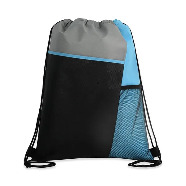 Tri-Color Mesh-Pocket Cinch Backpack