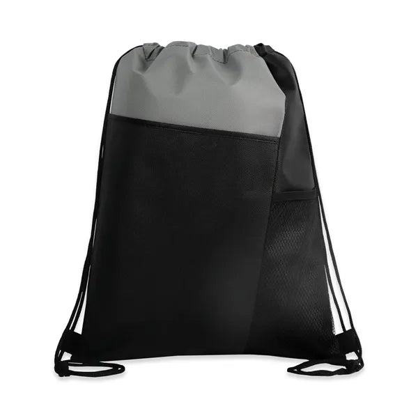 Tri-Color Mesh-Pocket Cinch Backpack