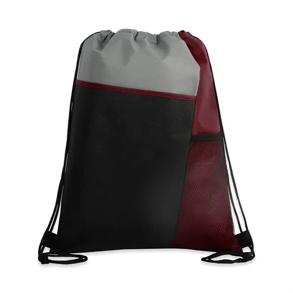 Tri-Color Mesh-Pocket Cinch Backpack
