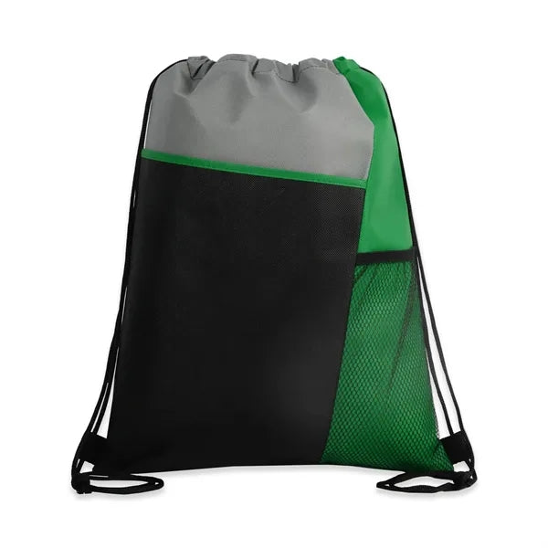 Tri-Color Mesh-Pocket Cinch Backpack