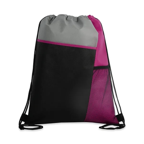 Tri-Color Mesh-Pocket Cinch Backpack
