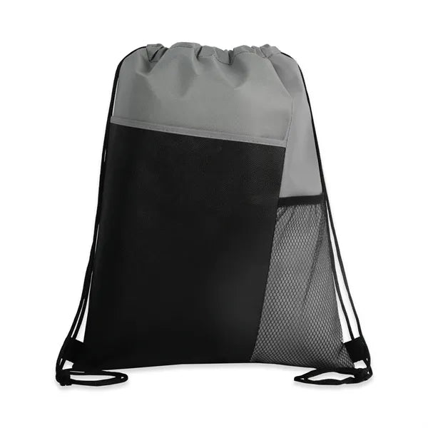 Tri-Color Mesh-Pocket Cinch Backpack
